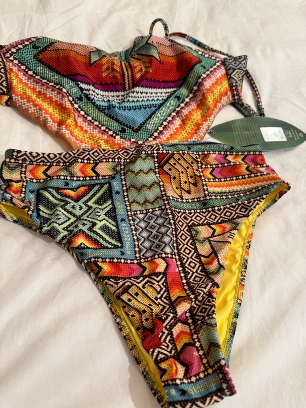 FARM Rio Multicolor Palm-Graphic Halter One-Piece swimsuit - Picture 3 of 7